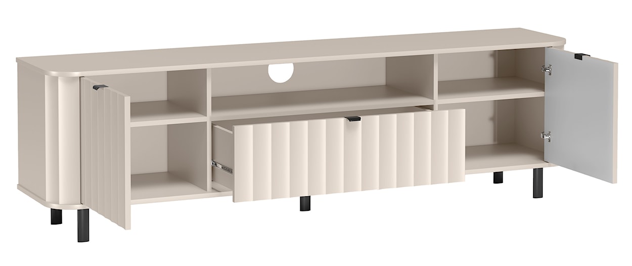 Szafka RTV dwudrzwiowa Novado z szufladą i wnęką 196 cm kaszmir  - zdjęcie 6