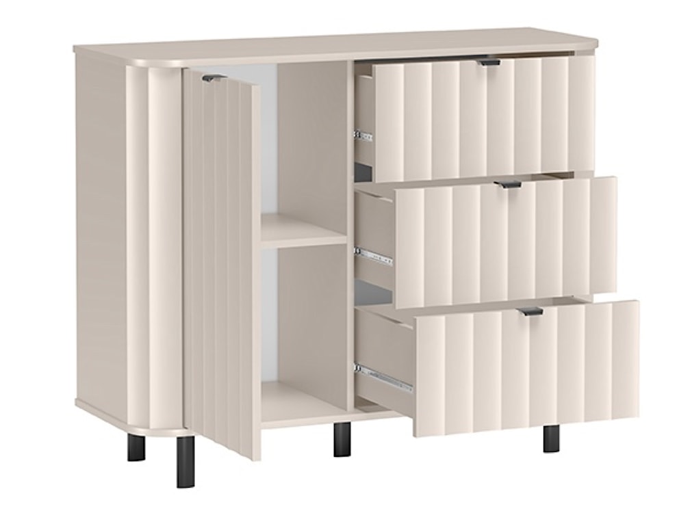Komoda jednodrzwiowa Novado z trzema szufladami 111 cm kaszmir  - zdjęcie 3