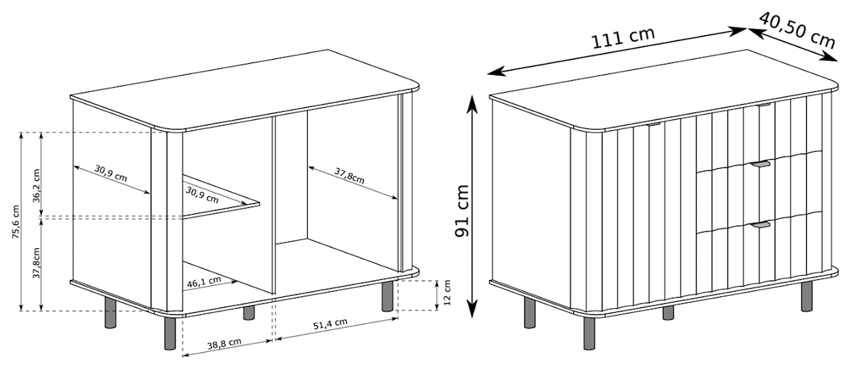 Komoda jednodrzwiowa Novado z trzema szufladami 111 cm kaszmir  - zdjęcie 5
