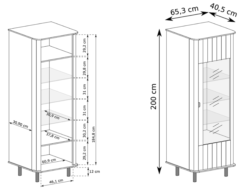 Witryna wysoka Novado jednodrzwiowa 65 cm kaszmir  - zdjęcie 6