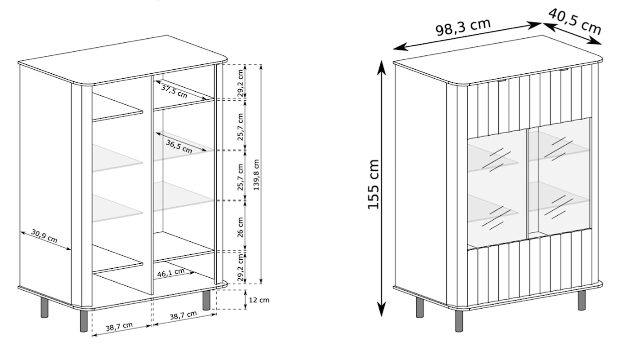 Witryna niska Novado dwudrzwiowa 98 cm kaszmir  - zdjęcie 6