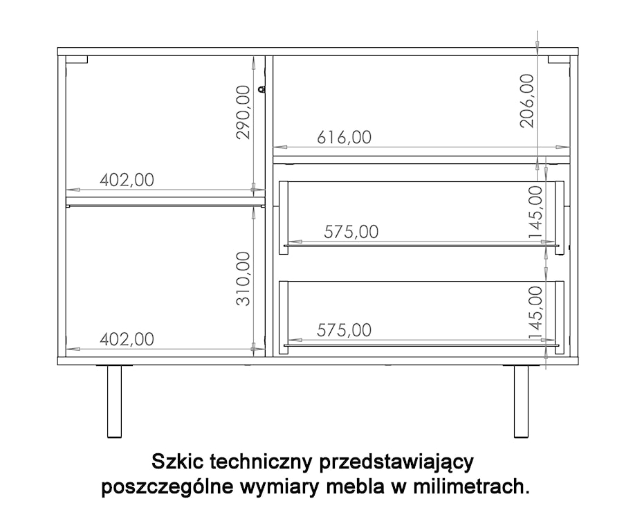 Komoda jednodrzwiowa Klazby 107 cm z dwiema szufladami i półką czarny mat lamele  - zdjęcie 7