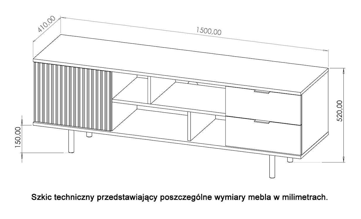 Szafka RTV Klazby 150 cm kaszmir lamele  - zdjęcie 7