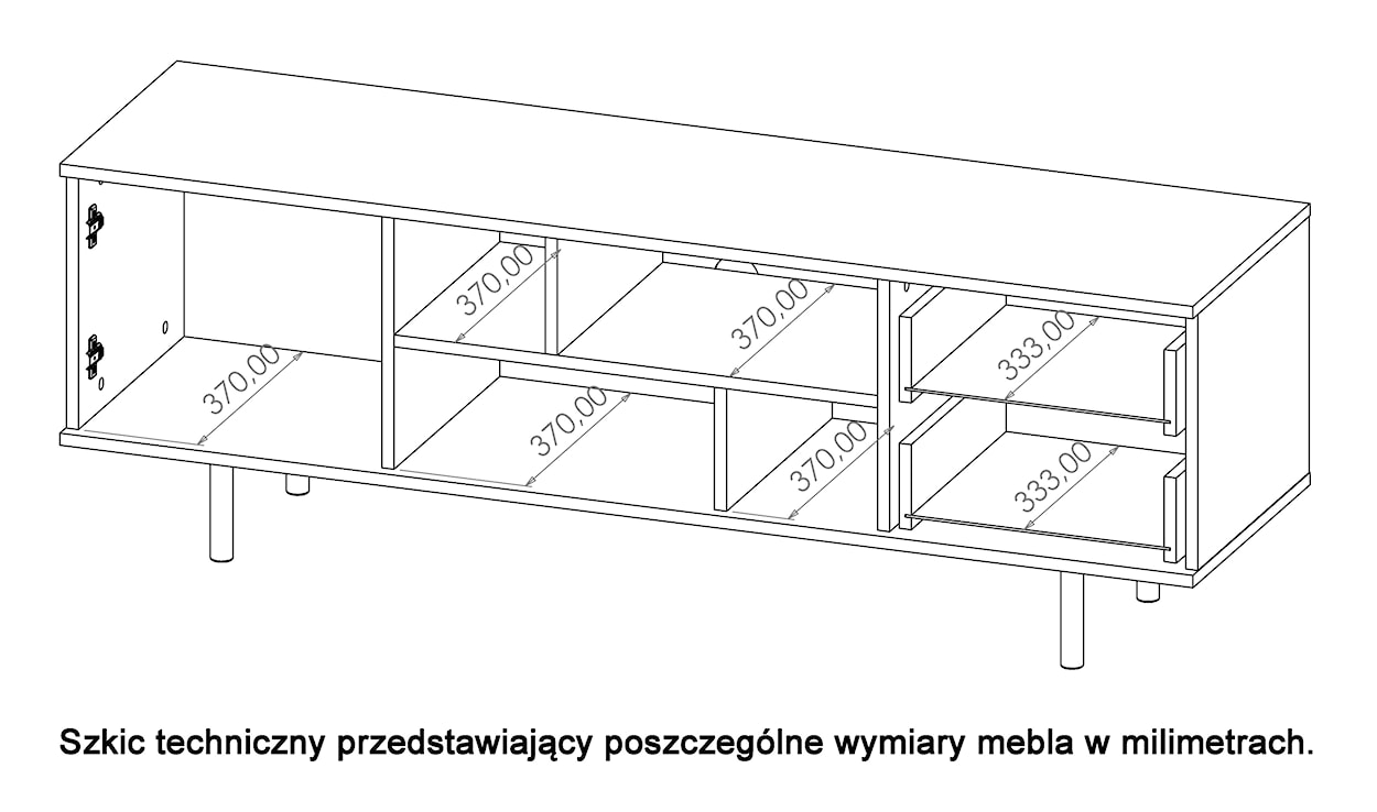 Szafka RTV Klazby 150 cm czarny mat lamele  - zdjęcie 7