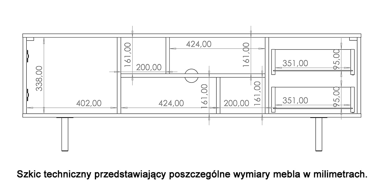 Szafka RTV Klazby 150 cm czarny mat lamele  - zdjęcie 8