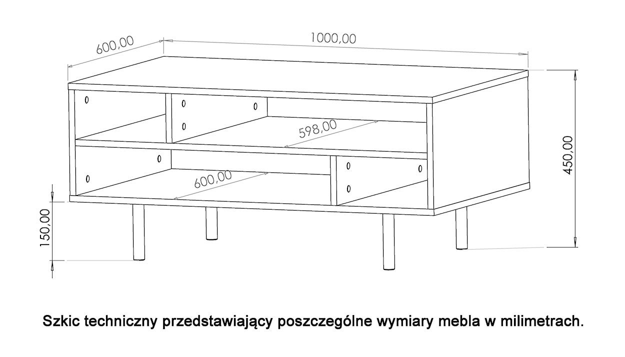 Ława kawowa Klazby 100x60 cm czarny mat  - zdjęcie 5