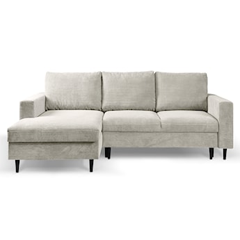 Narożnik z funkcją spania Nalika L-kształtny z pojemnikiem jasnobeżowy sztruks lewostronny