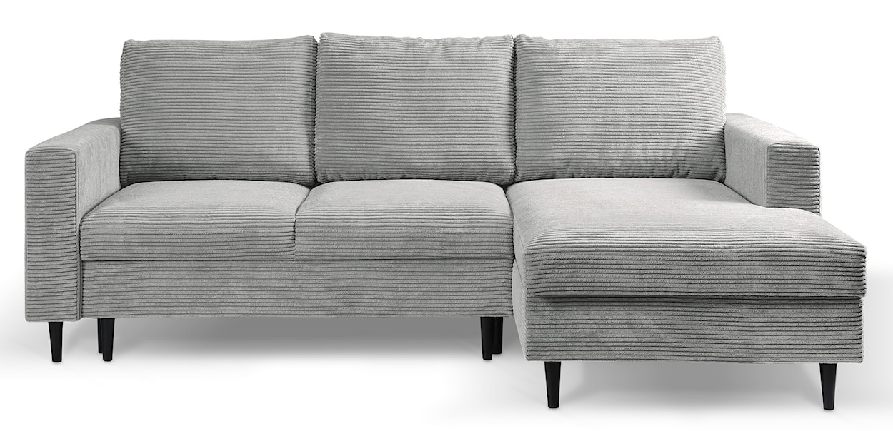 Narożnik z funkcją spania Nalika L-kształtny z pojemnikiem jasnoszary sztruks prawostronny