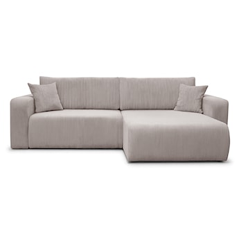 Narożnik z funkcją spania Nellio L-kształtny uniwersalny z pojemnikiem beżowy sztruks