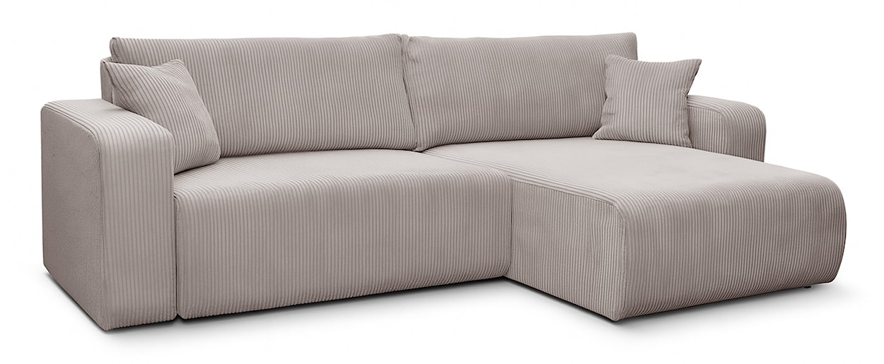 Narożnik z funkcją spania Nellio L-kształtny uniwersalny z pojemnikiem beżowy sztruks  - zdjęcie 6