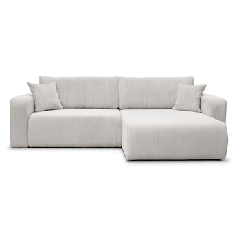 Narożnik z funkcją spania Nellio L-kształtny uniwersalny z pojemnikiem jasnobeżowy sztruks