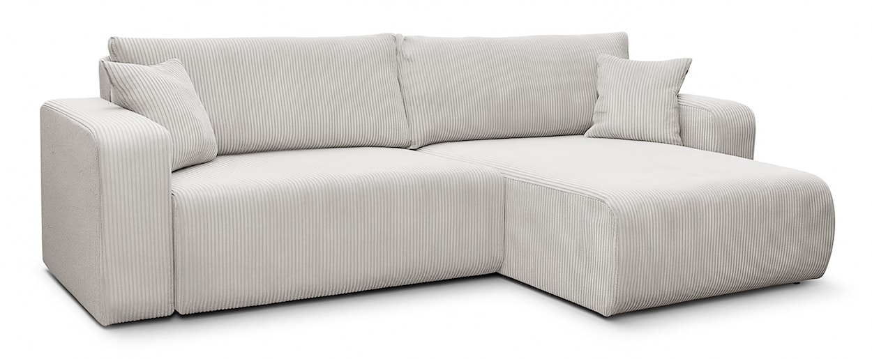 Narożnik z funkcją spania Nellio L-kształtny uniwersalny z pojemnikiem jasnobeżowy sztruks  - zdjęcie 6