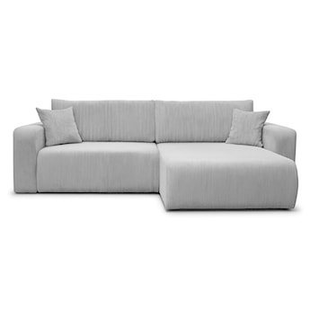 Narożnik z funkcją spania Nellio L-kształtny uniwersalny z pojemnikiem jasnoszary sztruks