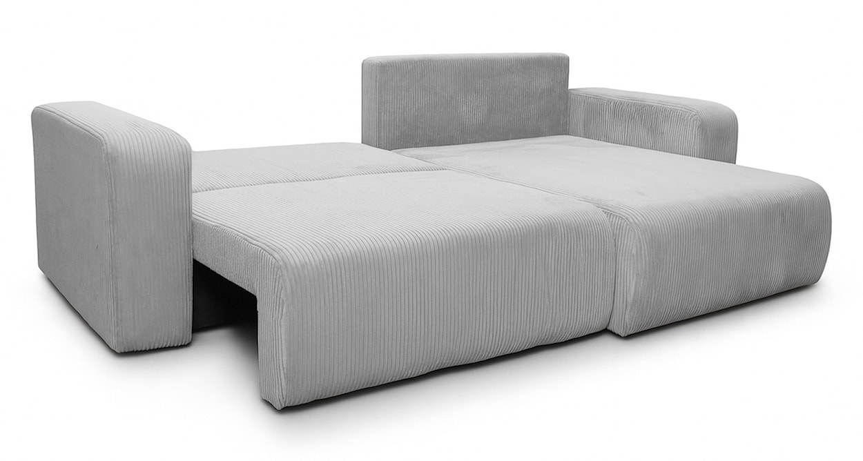 Narożnik z funkcją spania Nellio L-kształtny uniwersalny z pojemnikiem jasnoszary sztruks  - zdjęcie 3