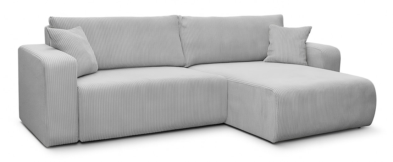 Narożnik z funkcją spania Nellio L-kształtny uniwersalny z pojemnikiem jasnoszary sztruks  - zdjęcie 6