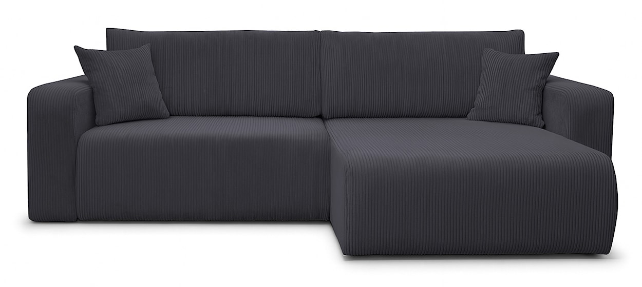 Narożnik z funkcją spania Nellio L-kształtny uniwersalny z pojemnikiem szary sztruks 