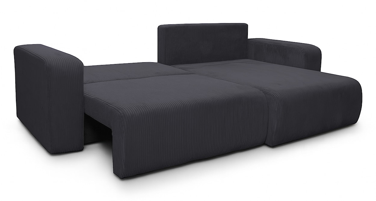 Narożnik z funkcją spania Nellio L-kształtny uniwersalny z pojemnikiem szary sztruks  - zdjęcie 3