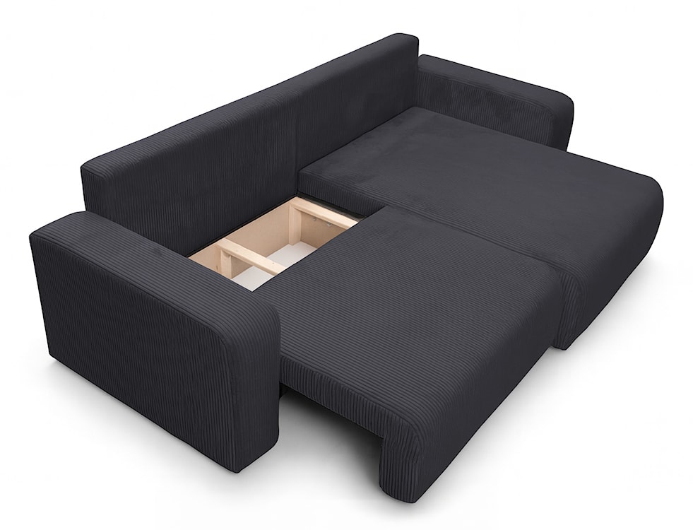 Narożnik z funkcją spania Nellio L-kształtny uniwersalny z pojemnikiem szary sztruks  - zdjęcie 4