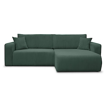 Narożnik z funkcją spania Nellio L-kształtny uniwersalny z pojemnikiem ciemnozielony sztruks