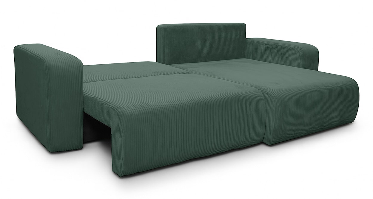 Narożnik z funkcją spania Nellio L-kształtny uniwersalny z pojemnikiem ciemnozielony sztruks  - zdjęcie 3