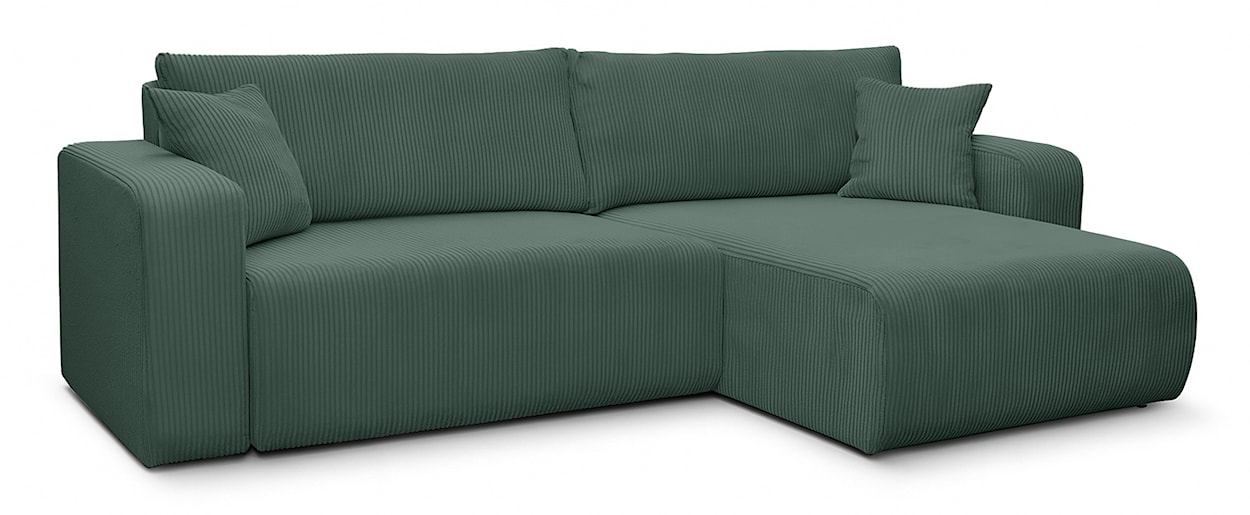 Narożnik z funkcją spania Nellio L-kształtny uniwersalny z pojemnikiem ciemnozielony sztruks  - zdjęcie 6