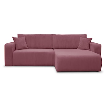 Narożnik z funkcją spania Nellio L-kształtny uniwersalny z pojemnikiem ciemnoróżowy sztruks