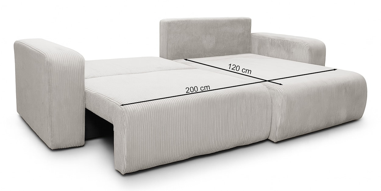 Narożnik z funkcją spania Nellio L-kształtny uniwersalny z pojemnikiem jasnobeżowy sztruks  - zdjęcie 8