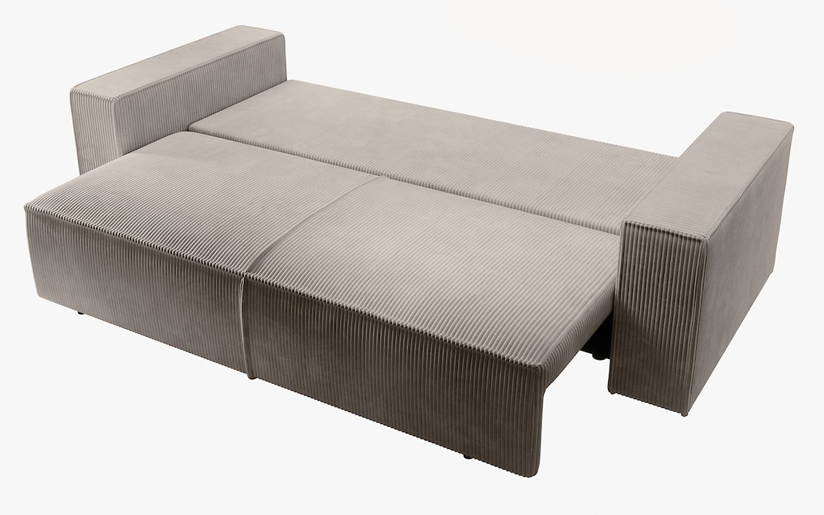 Kanapa rozkładana trzyosobowa Farese z pojemnikiem beżowa sztruks  - zdjęcie 8