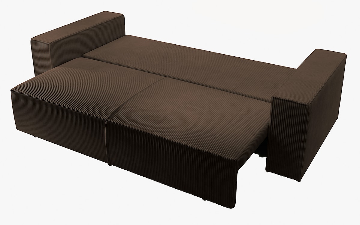 Kanapa rozkładana trzyosobowa Farese z pojemnikiem brązowa sztruks  - zdjęcie 5