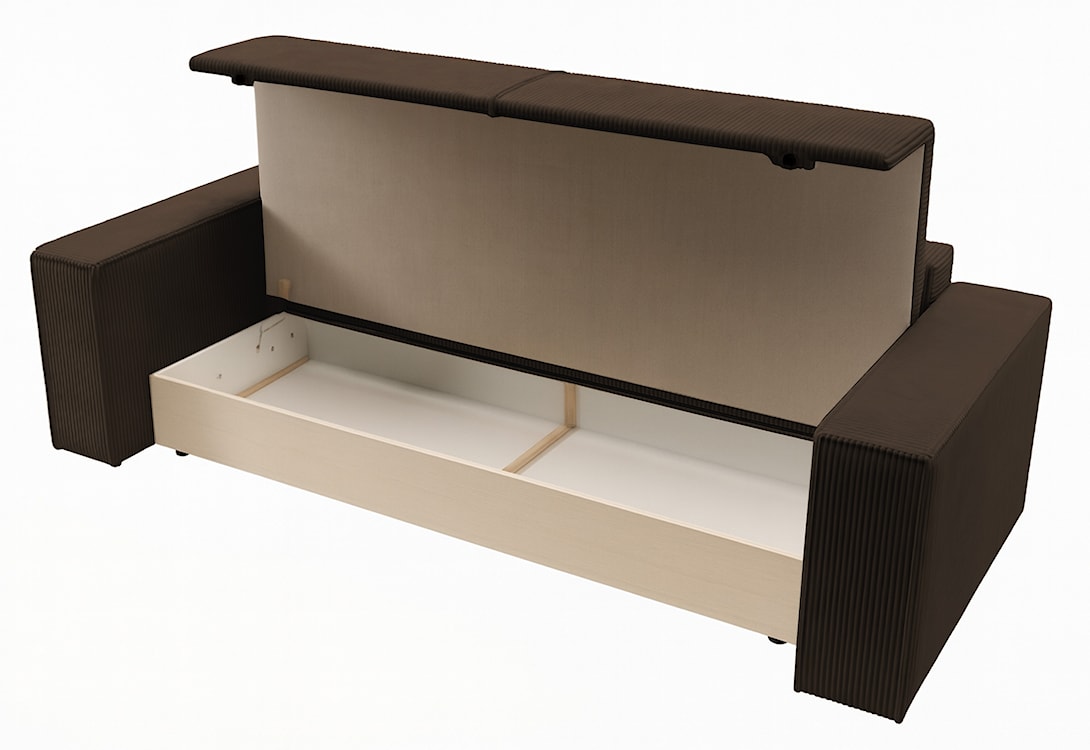 Kanapa rozkładana trzyosobowa Farese z pojemnikiem brązowa sztruks  - zdjęcie 6