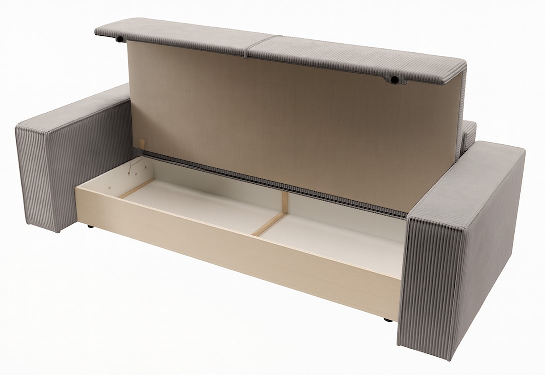 Kanapa rozkładana trzyosobowa Farese z pojemnikiem kremowa sztruks  - zdjęcie 6