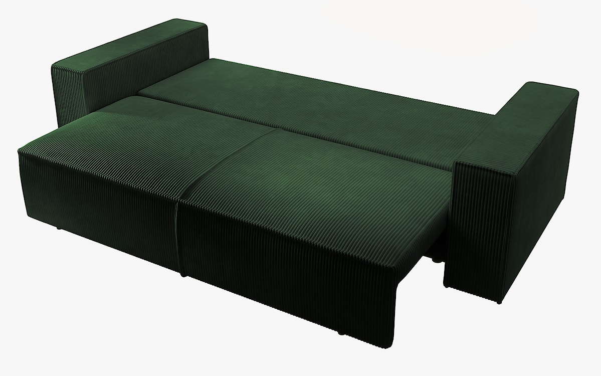 Kanapa rozkładana trzyosobowa Farese z pojemnikiem zielona sztruks  - zdjęcie 5