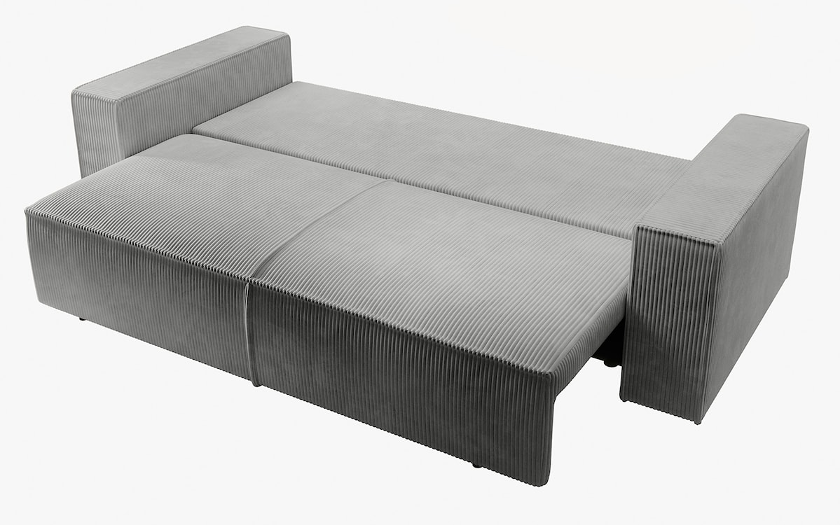 Kanapa rozkładana trzyosobowa Farese z pojemnikiem jasnoszara sztruks  - zdjęcie 5