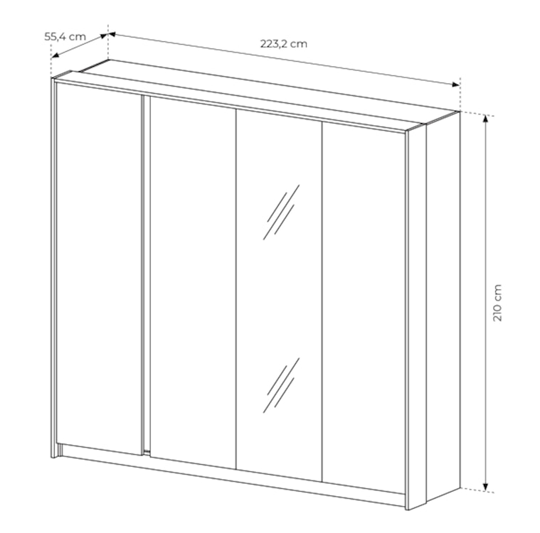 Szafa czterodrzwiowa Odesty z drążkiem, półkami i lustrem 220 cm Beżowa  - zdjęcie 5