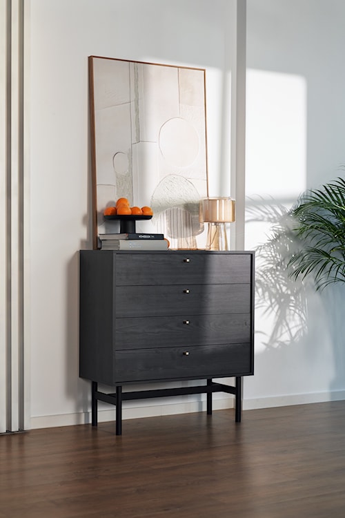 Komoda Olar z czterema szufladami 85 cm Jesion Portland czarny  - zdjęcie 3