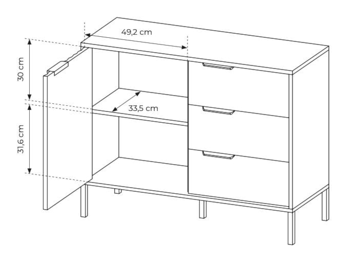 Komoda jednodrzwiowa Oravi z szufladami 103 cm Czarna/Dąb artisan  - zdjęcie 7