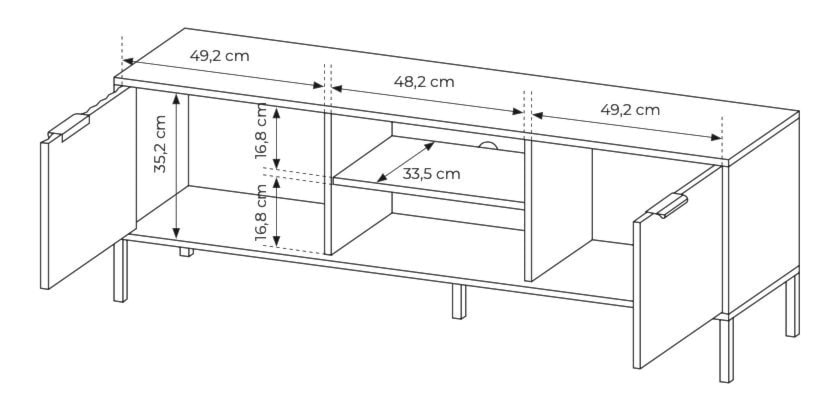 Szafka RTV Oravi dwudrzwiowa 153 cm Czarna/Dąb artisan  - zdjęcie 6