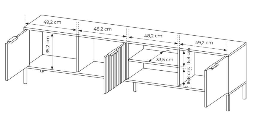 Szafka RTV Oravi trzydrzwiowa 203 cm Czarna/Dąb artisan  - zdjęcie 6