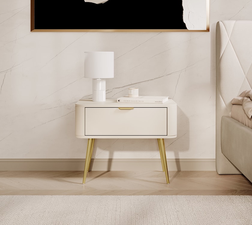 Szafka nocna Oval z szufladą 63 cm beż piaskowy  - zdjęcie 2