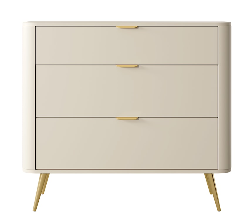 Komoda Oval z trzema szufladami 92 cm beż piaskowy  - zdjęcie 4