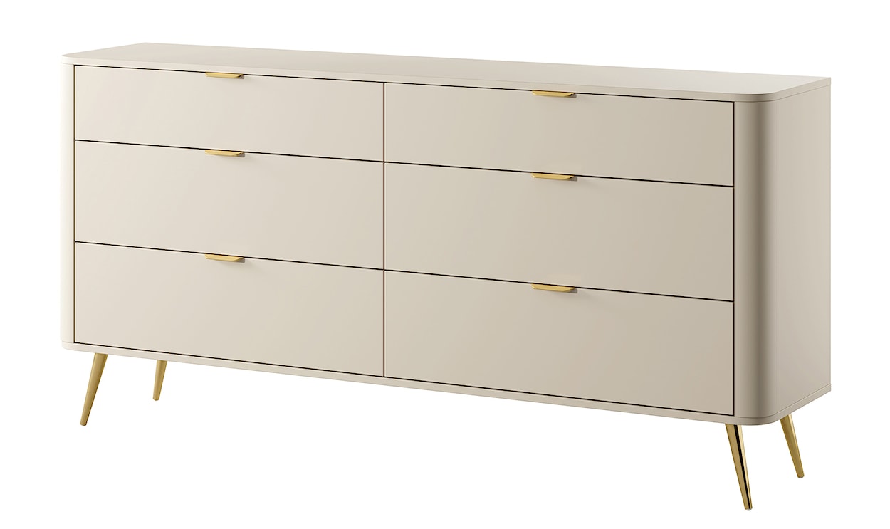 Komoda Oval z sześcioma szufladami 173 cm beż piaskowy 