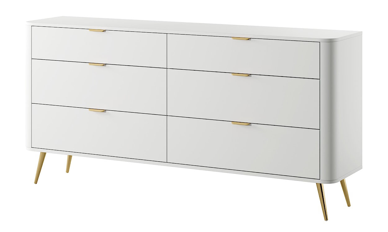 Komoda Oval z sześcioma szufladami 173 cm Biała 