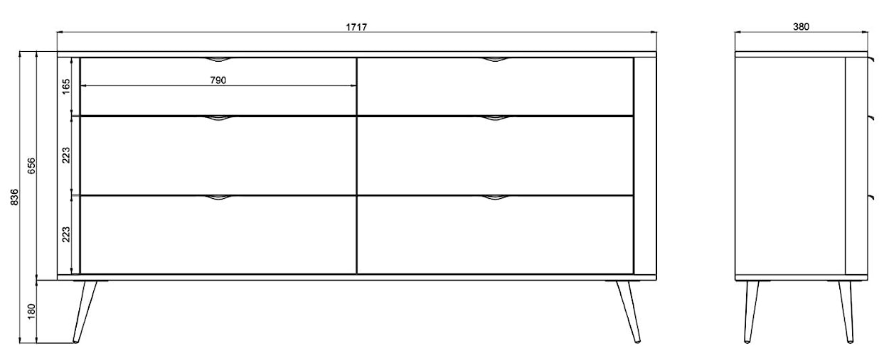 Komoda Oval z sześcioma szufladami 173 cm beż piaskowy  - zdjęcie 6