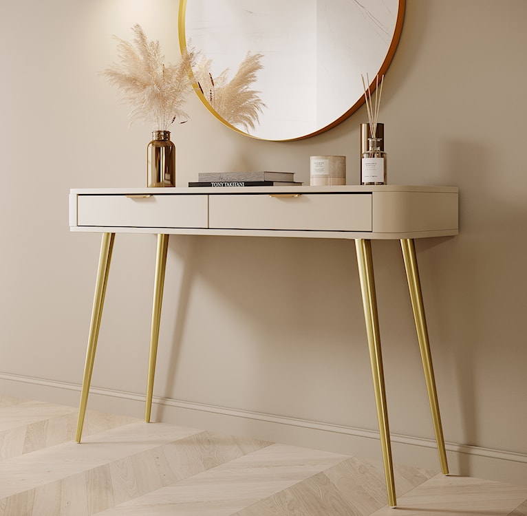 Toaletka z szufladami Oval 112 cm beż piaskowy  - zdjęcie 2