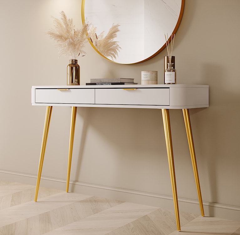 Toaletka z szufladami Oval 112 cm Biała  - zdjęcie 2