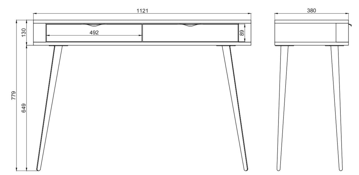 Toaletka z szufladami Oval 112 cm Biała  - zdjęcie 11