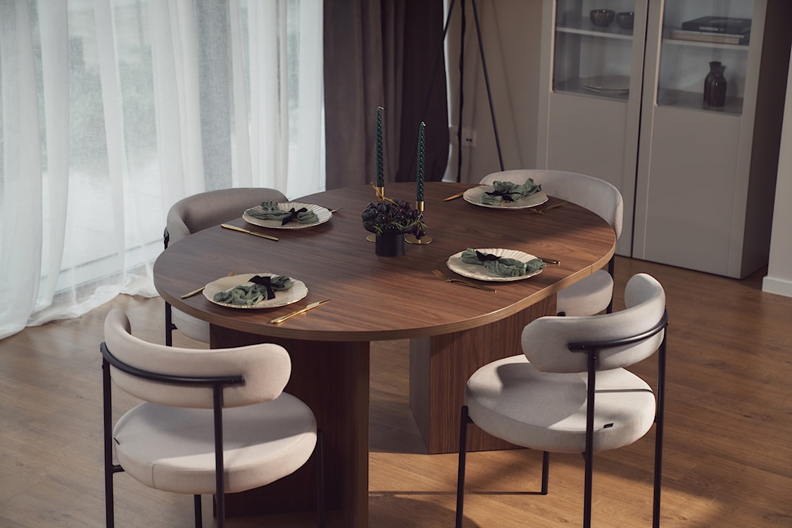 Stół rozkładany do jadalni Ovo okrągły 110-190x110 cm orzech Wisconsin  - zdjęcie 5