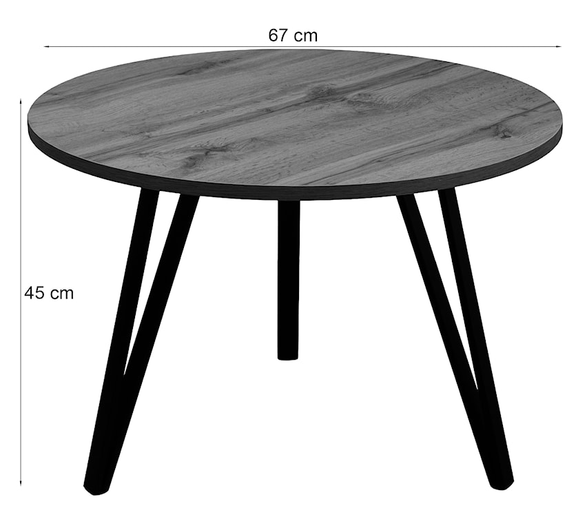 Stolik kawowy Iminglly okrągły 67 cm czarny  - zdjęcie 3
