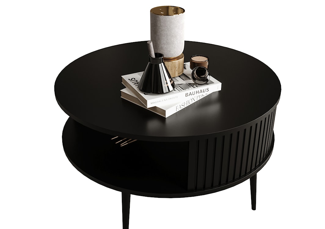 Stolik kawowy Piviano okrągły 76 cm Czarny mat  - zdjęcie 4