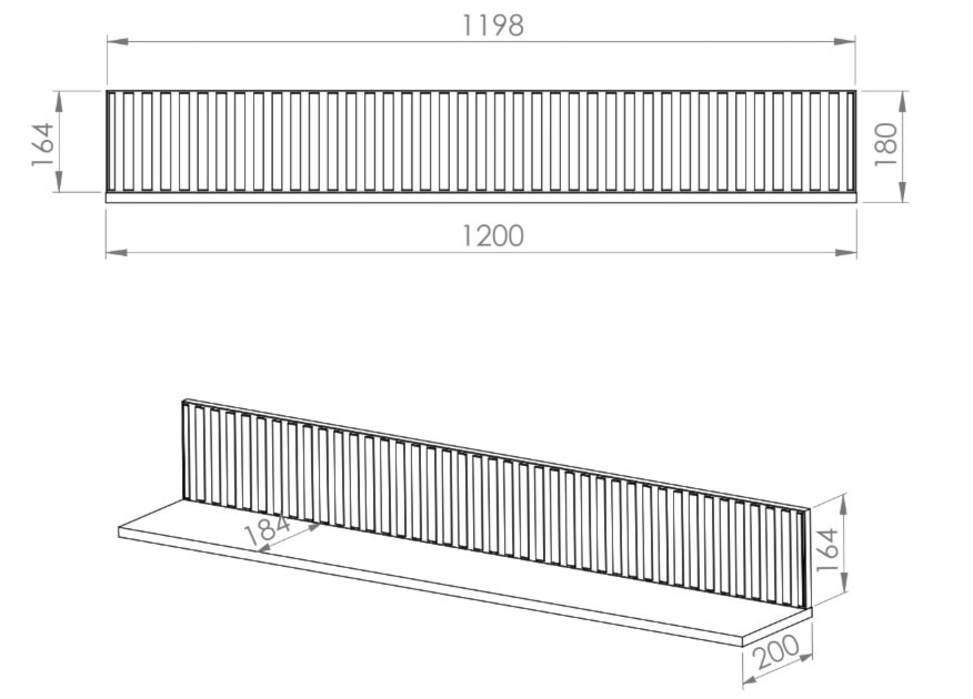 Półka ścienna Caletto 120 cm ozdobne lamele beżowa  - zdjęcie 6